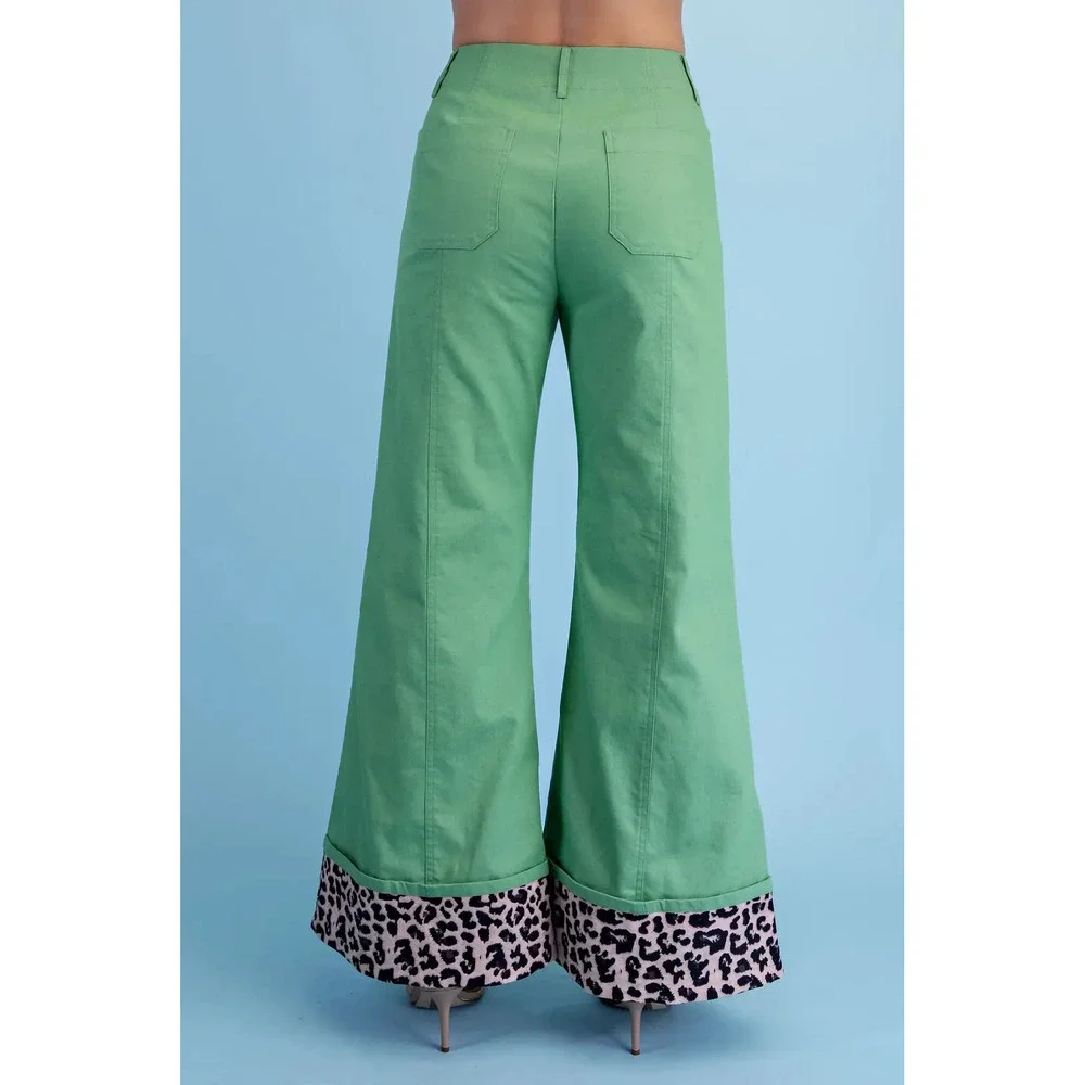 TE2041 APGRN Gigio Leopard Cuffed Flare Pants Various Sizes - Picture 5 of 5